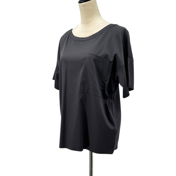 Emerson Fry NWT Dark Gray Woven Tencel Blend Front Pocket Oversized Boxy Top - Picture 2 of 13